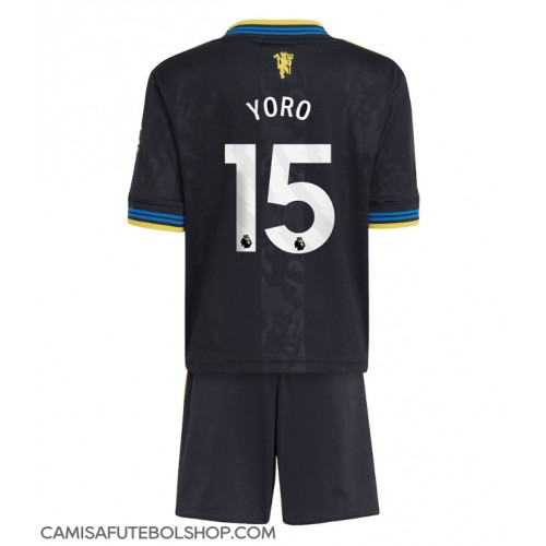 Camisa de time de futebol Manchester United Leny Yoro #15 Replicas 3º Equipamento Infantil 2025-26 Manga Curta (+ Calças curtas)